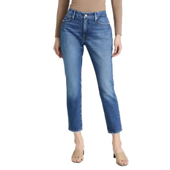 NWT Good American Good Classic Skinny Jeans High Rise Raw Hem Medium Wash 00 - Picture 2 of 12